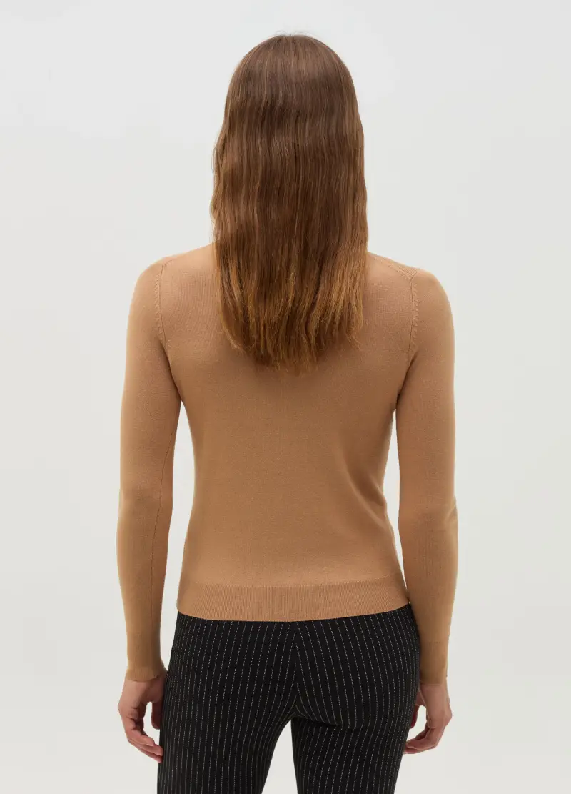 OVS, Pullover A Collo Alto, Donna, Beige miniatura 3