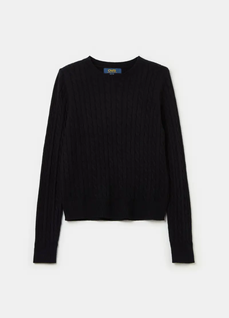 OVS, Pullover A Coste Con Lavorazione A Trecce, Donna, Nero miniatura 2