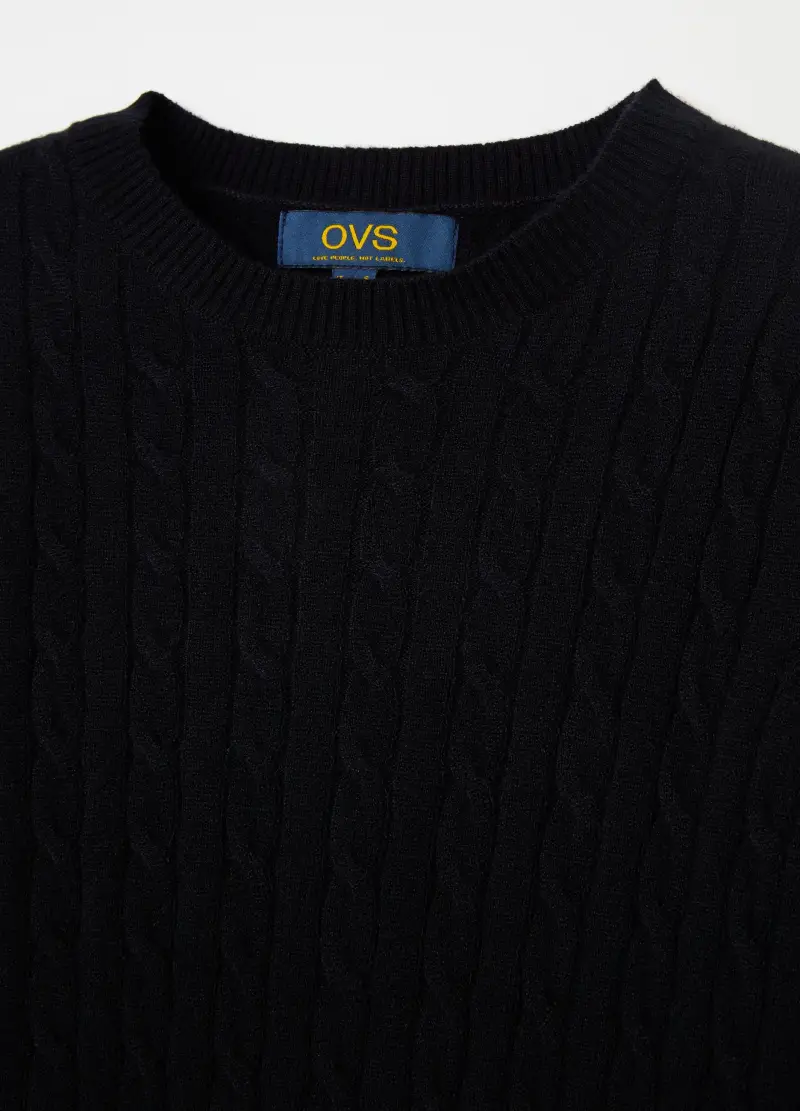 OVS, Pullover A Coste Con Lavorazione A Trecce, Donna, Nero miniatura 3