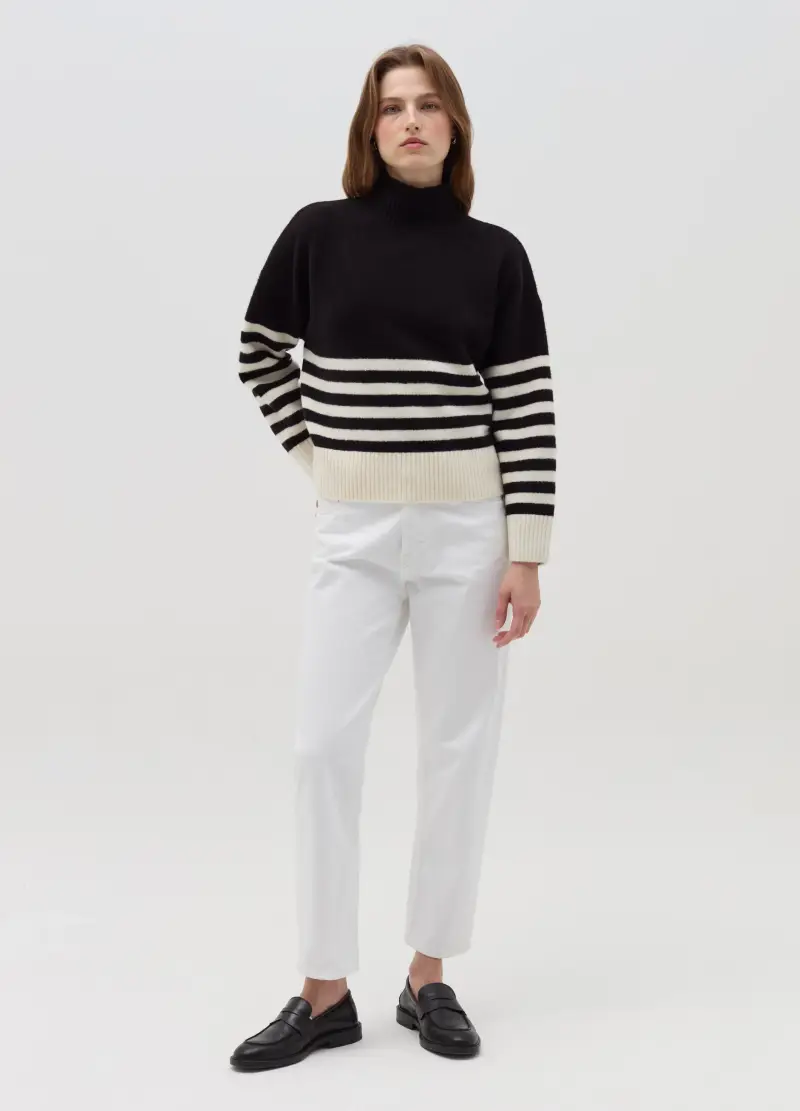 OVS , Pullover A Righe Con Collo Alto, Donna, Multicolor