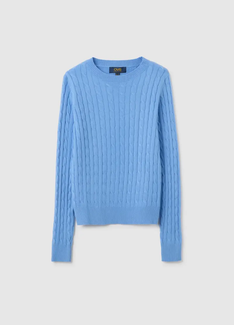 OVS, Pullover Azzurro Con Collo Rotondo, Donna, Azzurro
