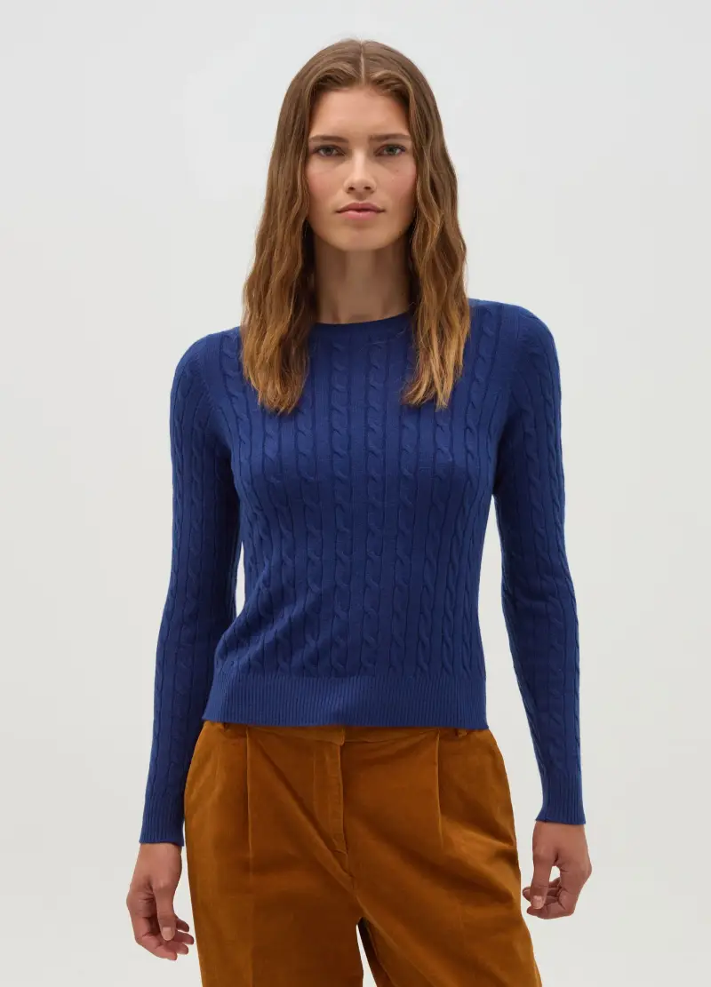 OVS, Pullover Con Lavorazione A Trecce, Donna, Blu miniatura 2