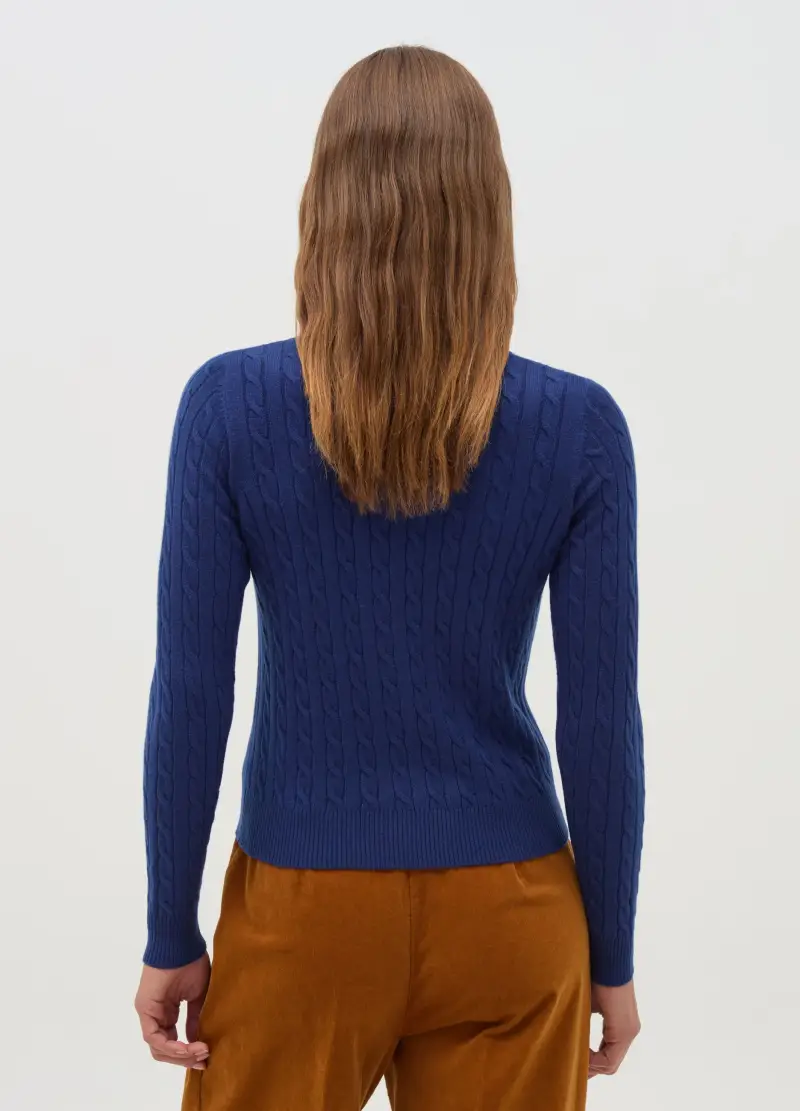 OVS, Pullover Con Lavorazione A Trecce, Donna, Blu miniatura 3