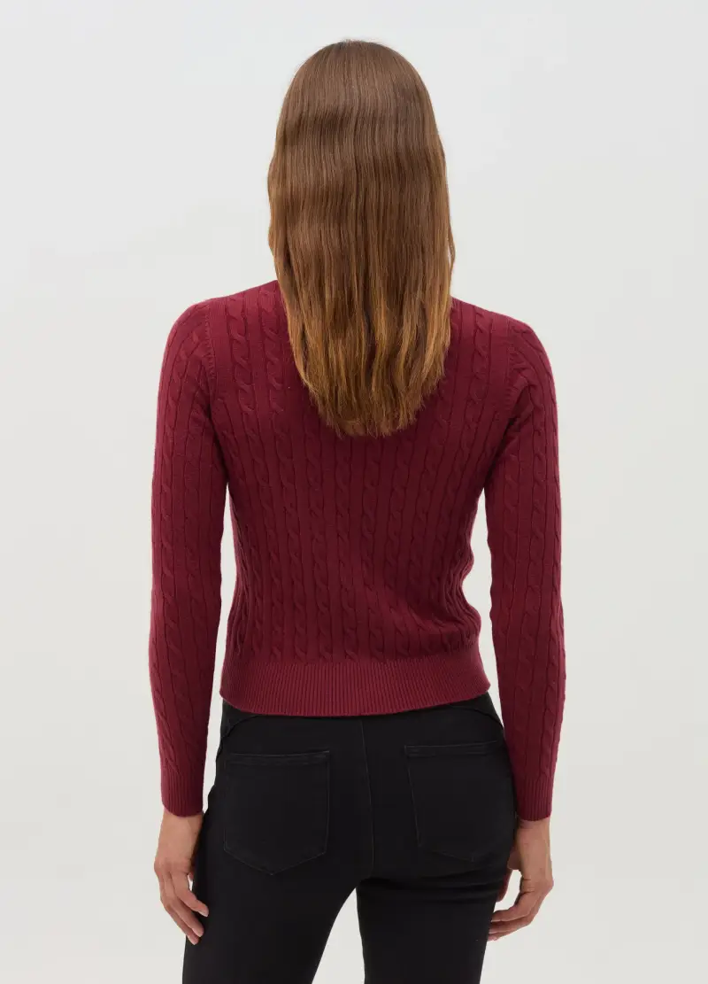 OVS, Pullover Con Lavorazione A Trecce, Donna, Viola miniatura 3