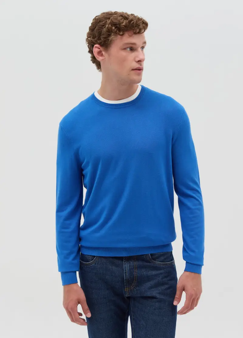 OVS, Pullover Con Scollo Rotondo, Uomo, Blu miniatura 2