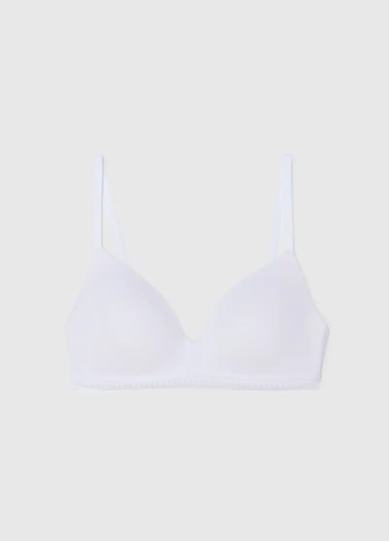 OVS , Reggiseno A Triangolo Bianco In Cotone Elasticizzato Con Imbottitura, Donna, Bianco