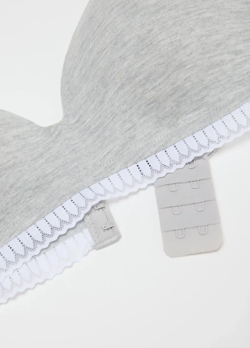 OVS, Reggiseno A Triangolo Grigio In Cotone Elasticizzato Con Imbottitura, Donna, Multicolor miniatura 2