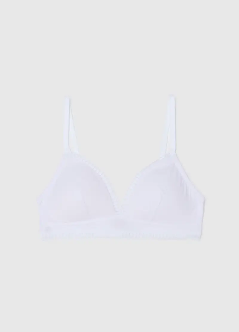 OVS , Reggiseno A Triangolo In Cotone Elasticizzato Bianco, Donna, Bianco