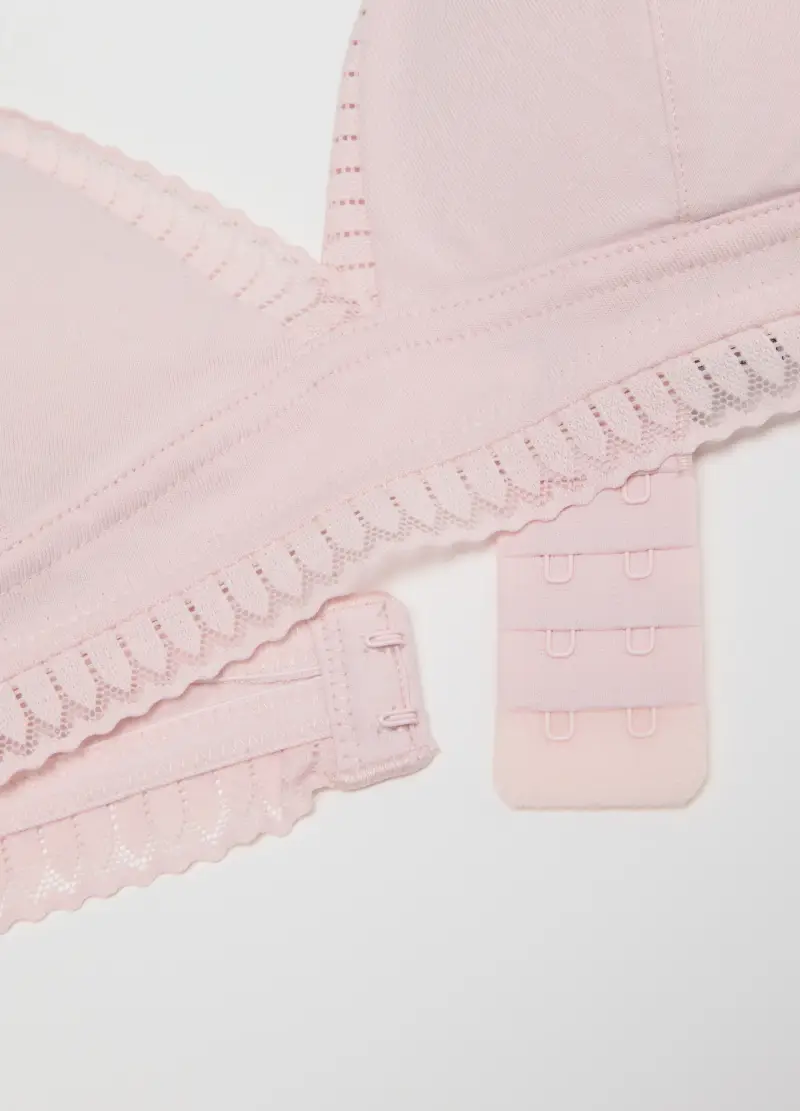 OVS, Reggiseno A Triangolo In Cotone Elasticizzato Bianco, Donna, Rosa miniatura 2