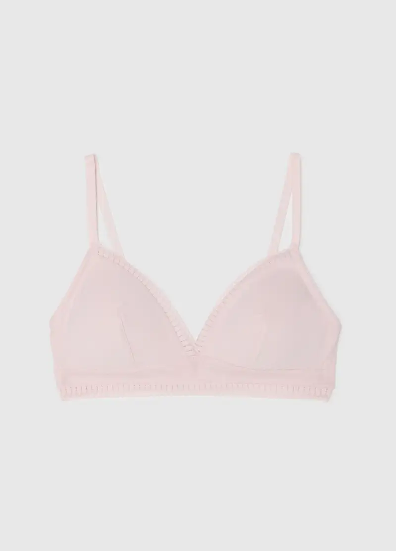 OVS , Reggiseno A Triangolo In Cotone Elasticizzato Bianco, Donna, Rosa