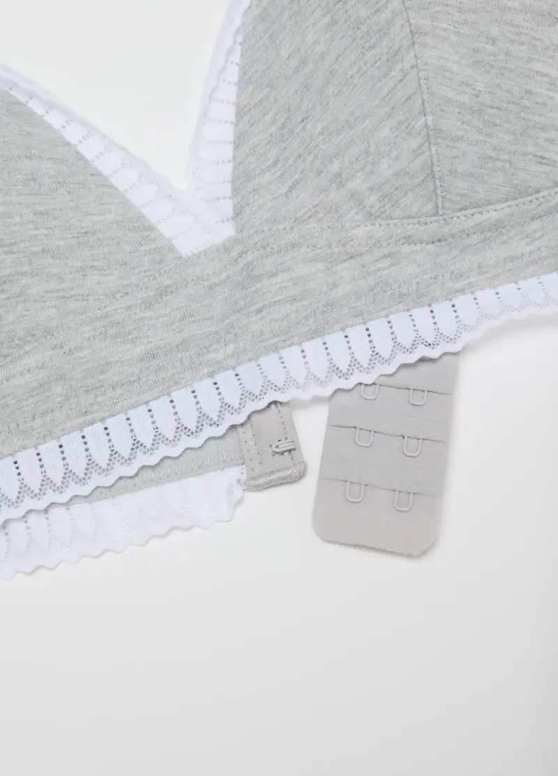 OVS, Reggiseno A Triangolo In Cotone Elasticizzato Grigio, Donna, Multicolor miniatura 2