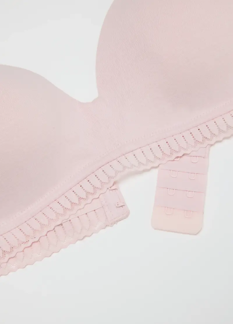 OVS, Reggiseno A Triangolo Rosa In Cotone Elasticizzato Con Imbottitura, Donna, Rosa miniatura 2