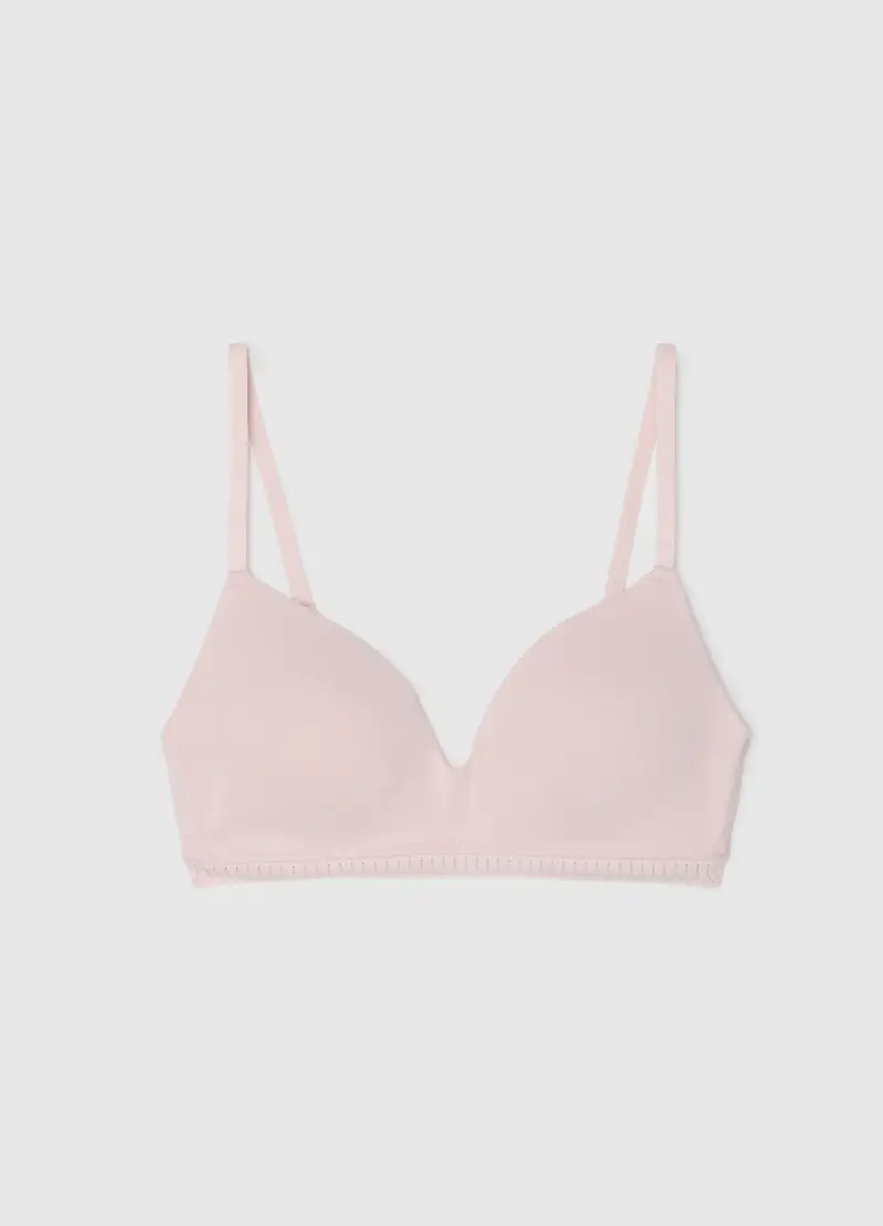 OVS , Reggiseno A Triangolo Rosa In Cotone Elasticizzato Con Imbottitura, Donna, Rosa