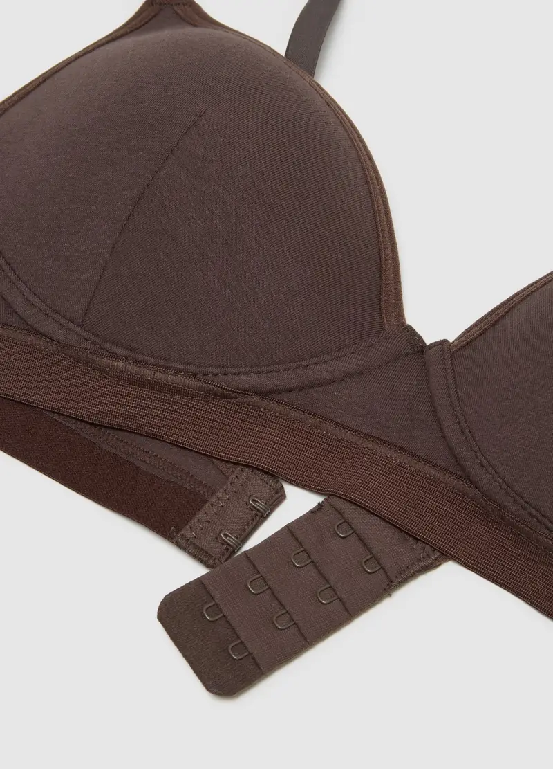 OVS, Reggiseno In Cotone Elasticizzato Marrone, Donna, Marrone miniatura 2