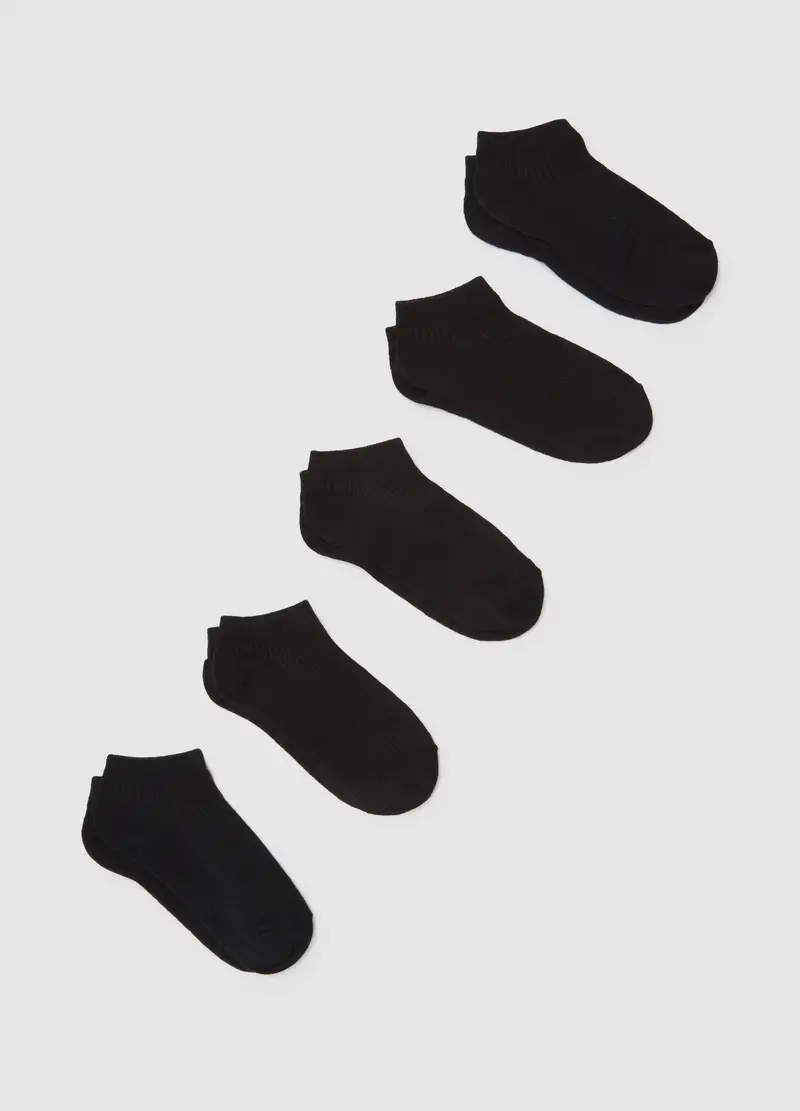 OVS , Set Multipack Calzini Corti In Cotone Neri Elasticizzati, Donna, Nero