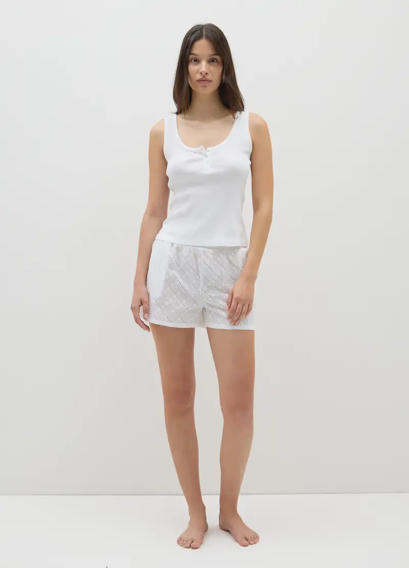 OVS , Set Pigiama Da Donna In Puro Cotone Bianco Regular Fit, Bianco