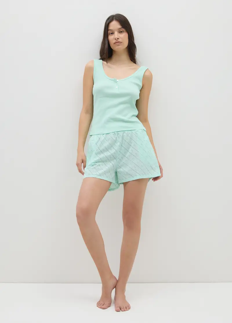 OVS , Set Pigiama Da Donna In Puro Cotone Verde, Verde