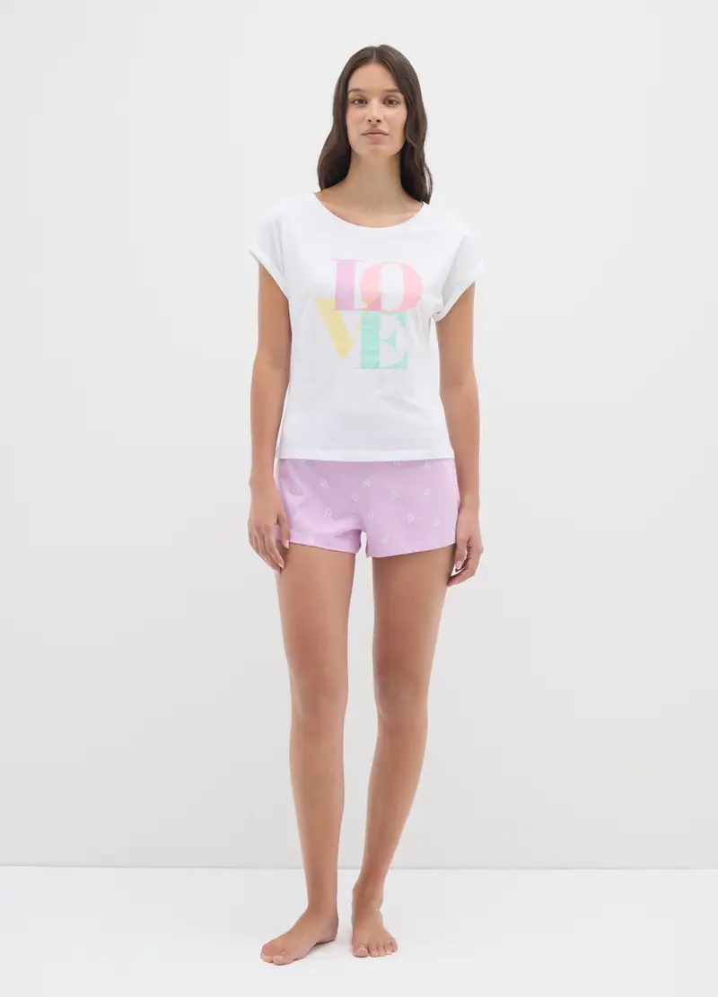 OVS , Set Pigiama In Puro Cotone Bianco Regular Fit, Donna, Multicolor