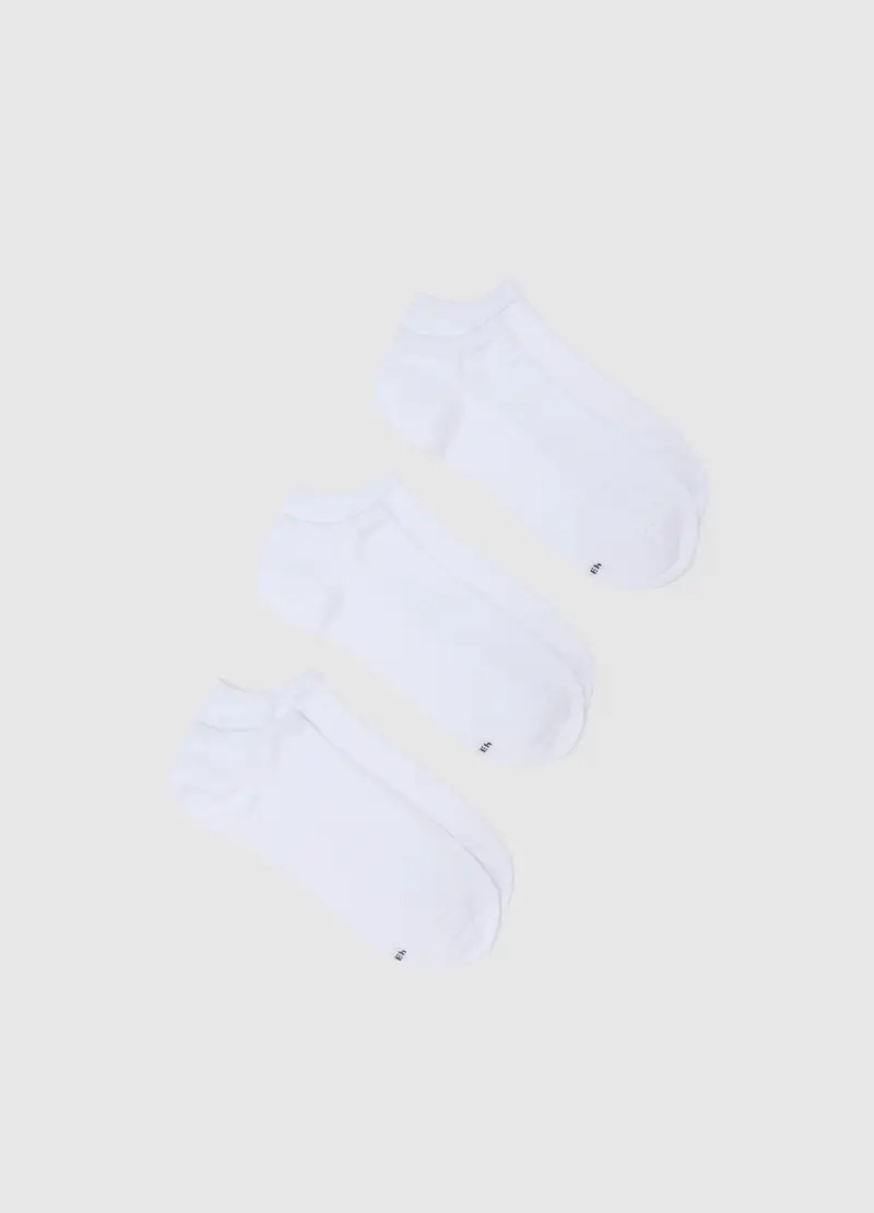OVS , Set Tripack Calzini Corti In Cotone Bianco Elasticizzato, Uomo, Bianco
