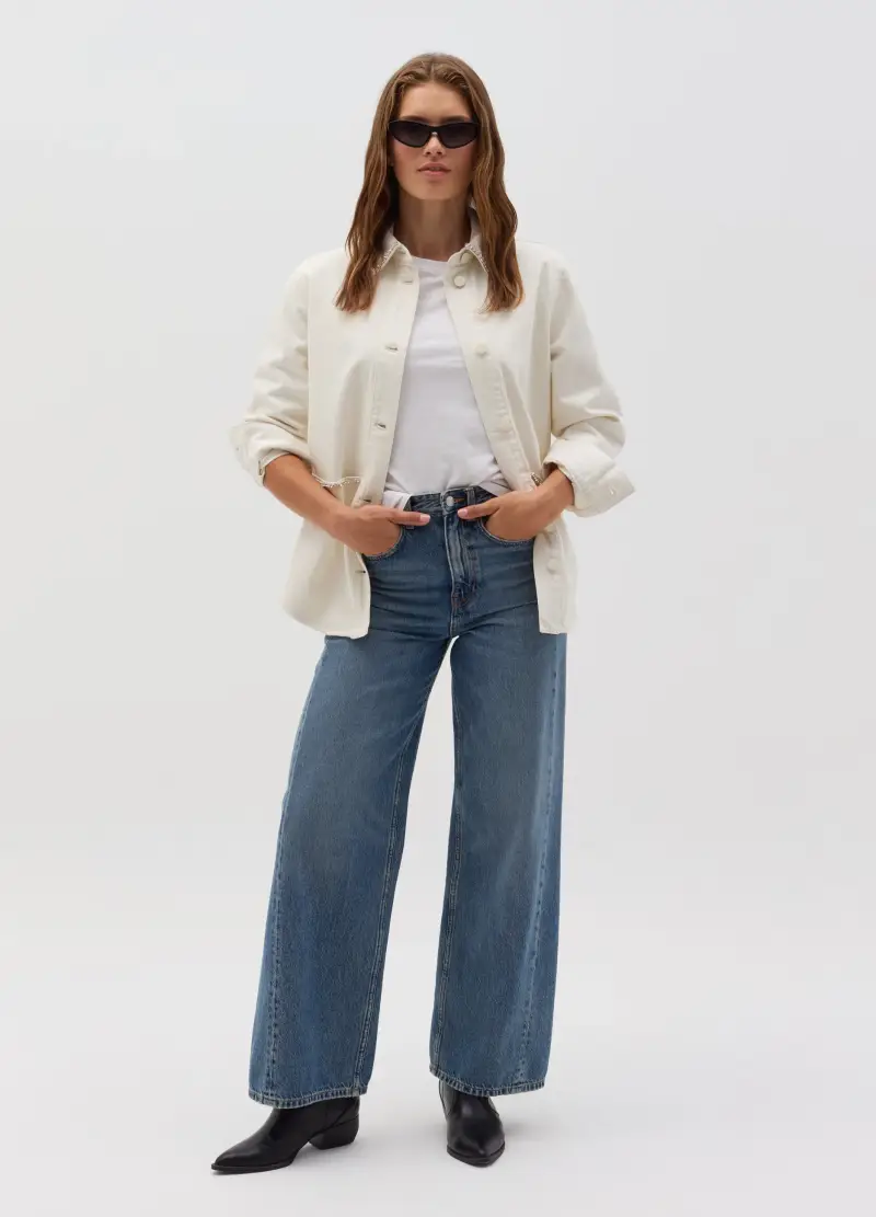 OVS , Shacket Con Profili In Strass, Donna, Bianco