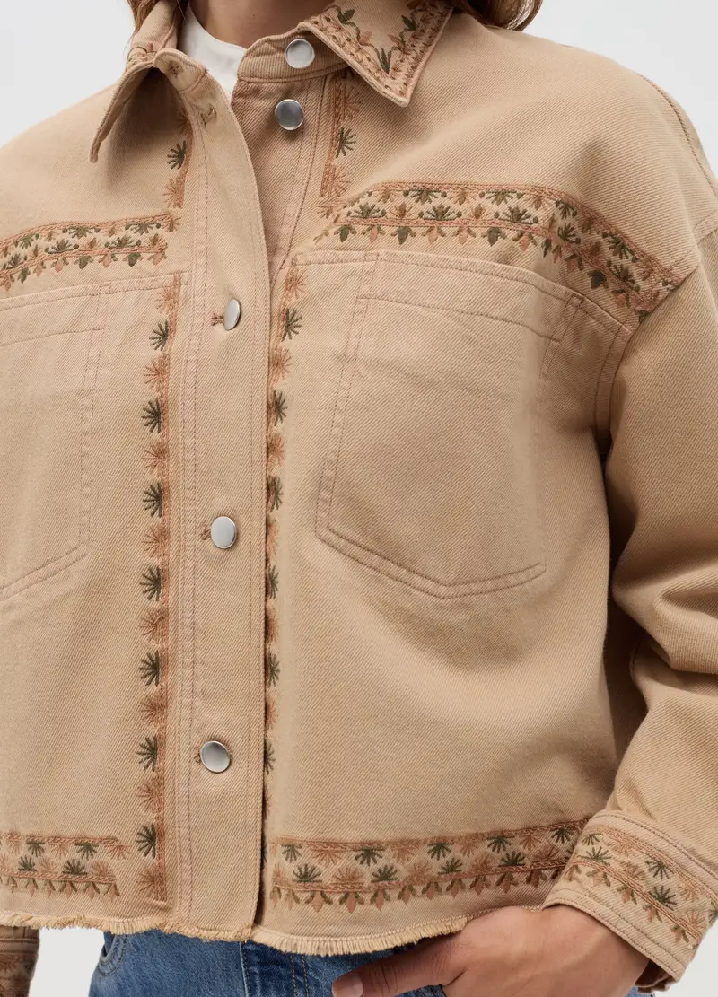 OVS, Shacket Con Ricami Floreali, Donna, Beige miniatura 3