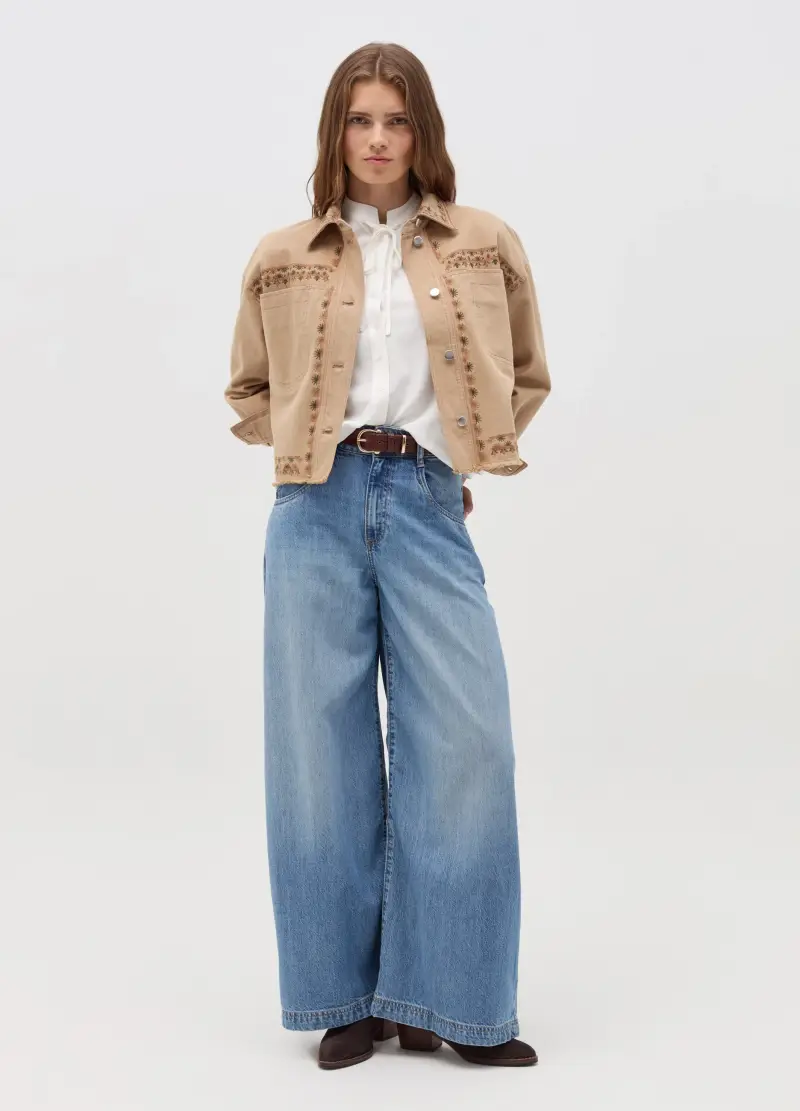 OVS , Shacket Con Ricami Floreali, Donna, Beige