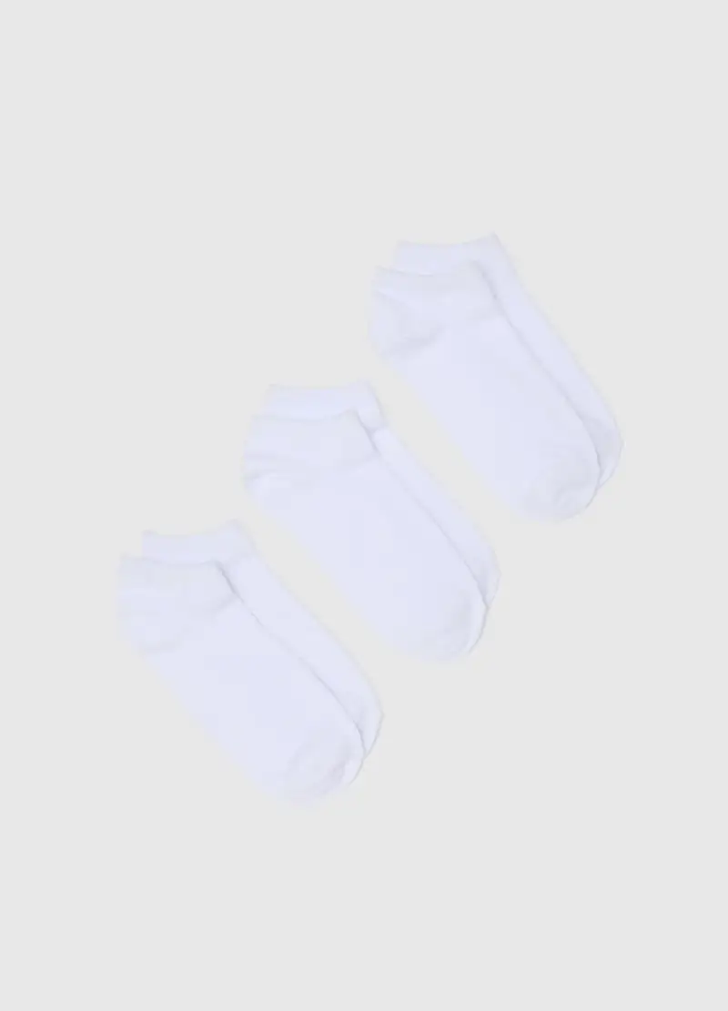 OVS , Tripack Di Calzini Da Donna In Cotone Bianco Corti, Bianco