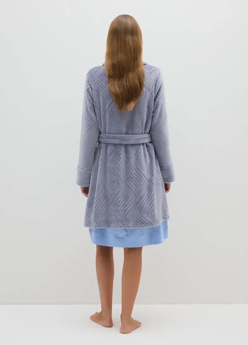 OVS, Vestaglia Grigia Con Cintura, Donna, Grigio miniatura 3