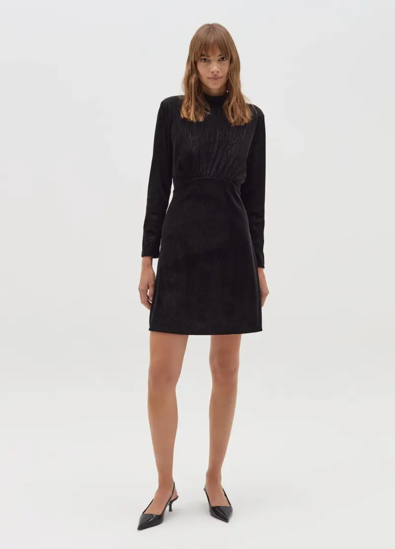 OVS, Vestito Corto In Velluto Con Lurex, Donna, Nero