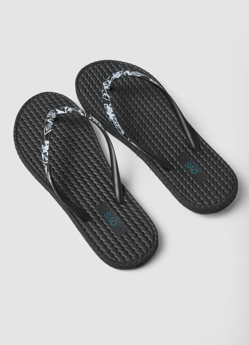 Infradito Nere Con Fascette Decorate E Texture Intrecciata, Donna, Nero miniatura 2