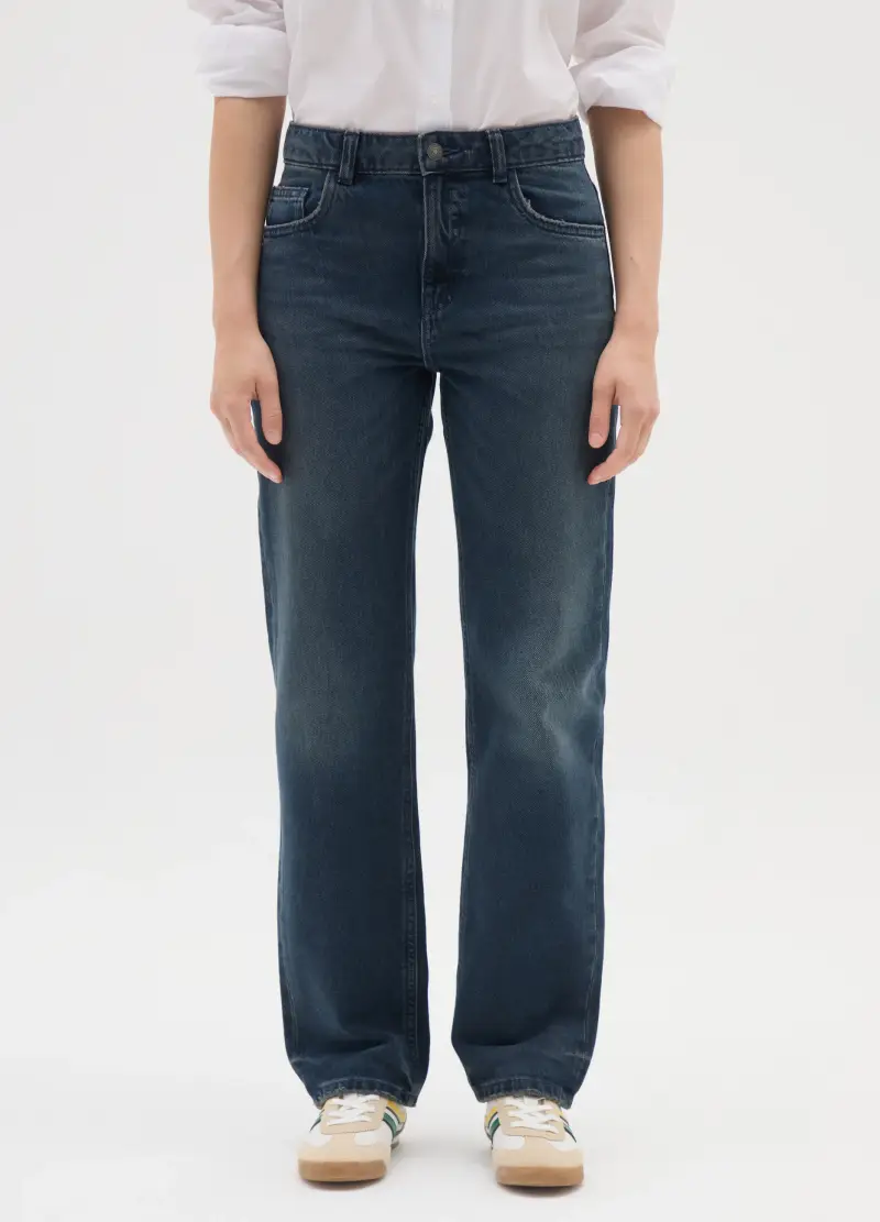 Jeans Blu In Puro Cotone, Donna, Nero miniatura 2