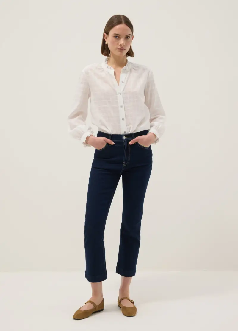 Jeans Bootcut In Cotone Denim Elasticizzato Blu, Donna, Blu