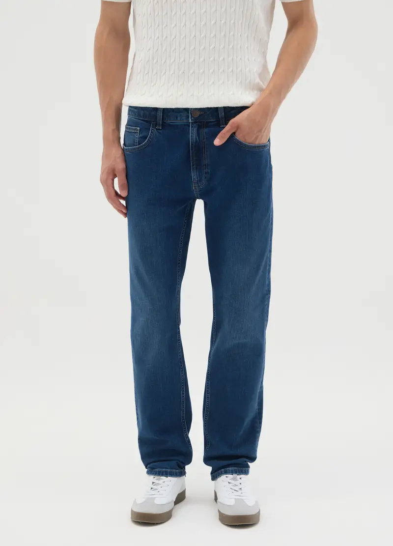 Jeans Da Uomo In Denim Blu Slim Fit, Blu miniatura 2