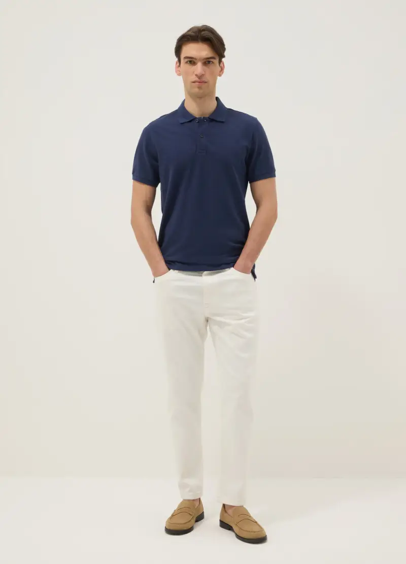 Jeans In Cotone Denim Elasticizzato Bianchi Relaxed Fit, Uomo, Bianco