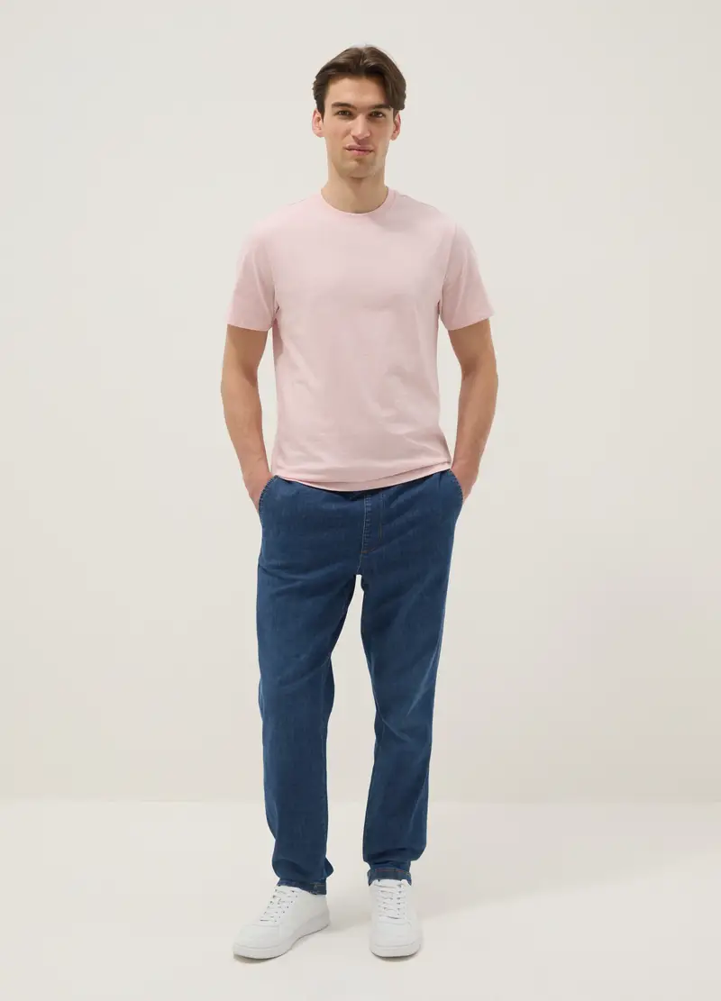 Jeans In Cotone Denim Elasticizzato Blu Regular Fit, Uomo, Denim miniatura 2