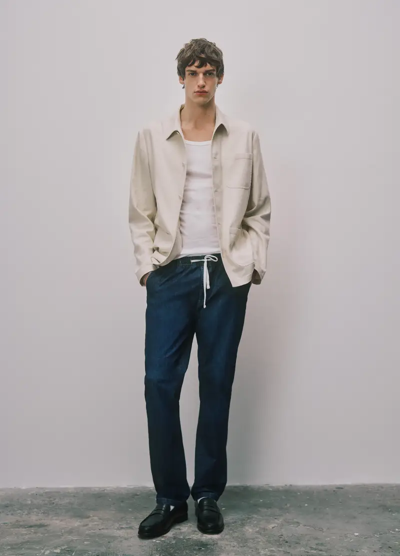 Jeans In Cotone Denim Elasticizzato Blu Regular Fit, Uomo, Denim