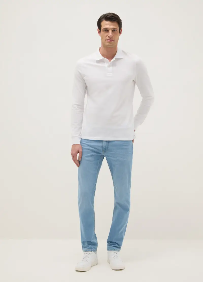 Jeans In Cotone Elasticizzato Azzurri Slim Fit, Uomo, Azzurro