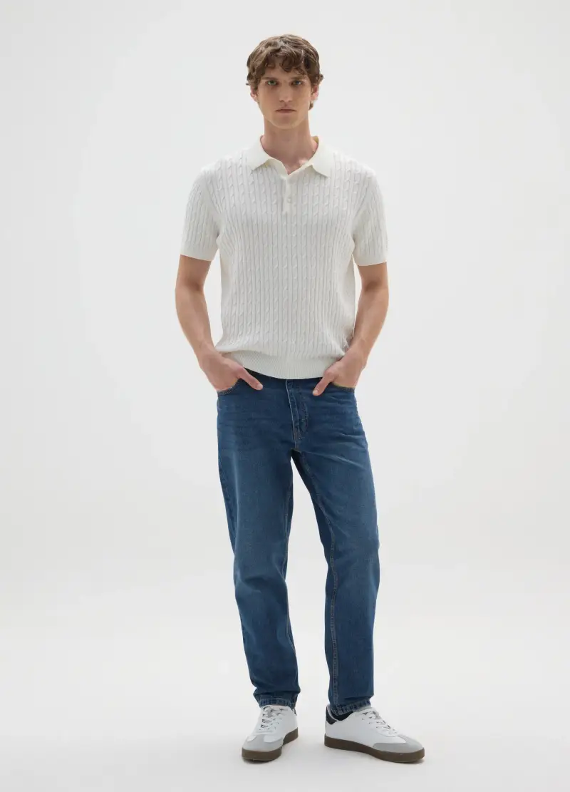 Jeans In Puro Cotone Blu Relaxed Fit, Uomo, Denim