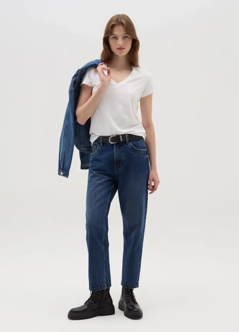 Jeans Mom Fit Acid Wash, Donna, Denim