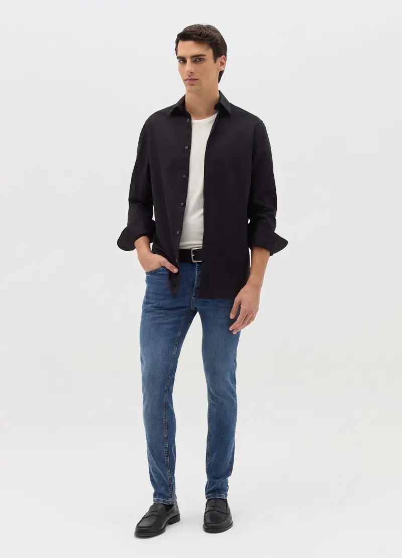 Jeans Skinny Fit Cinque Tasche, Uomo, Denim