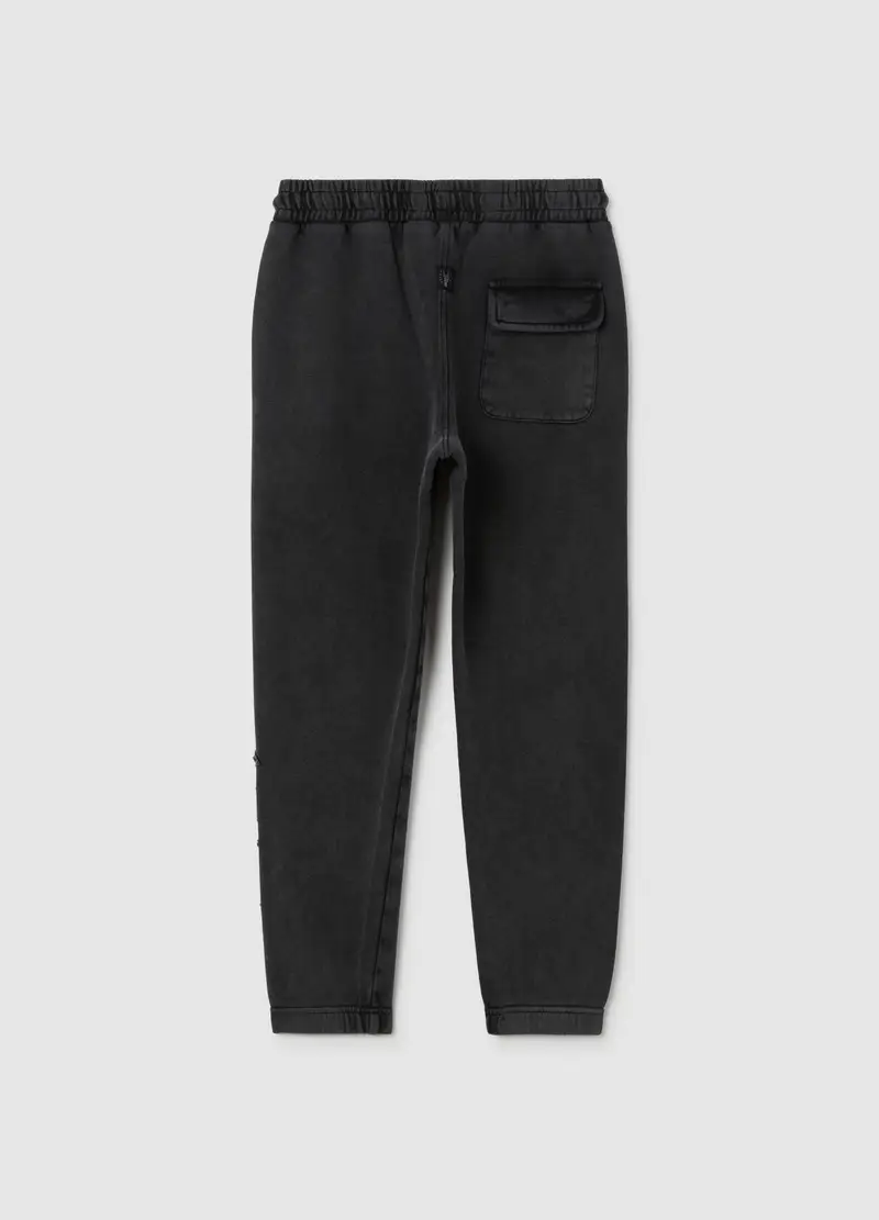 Jogger Da Ragazzo In Puro Cotone Nero, Bambino, Nero miniatura 2