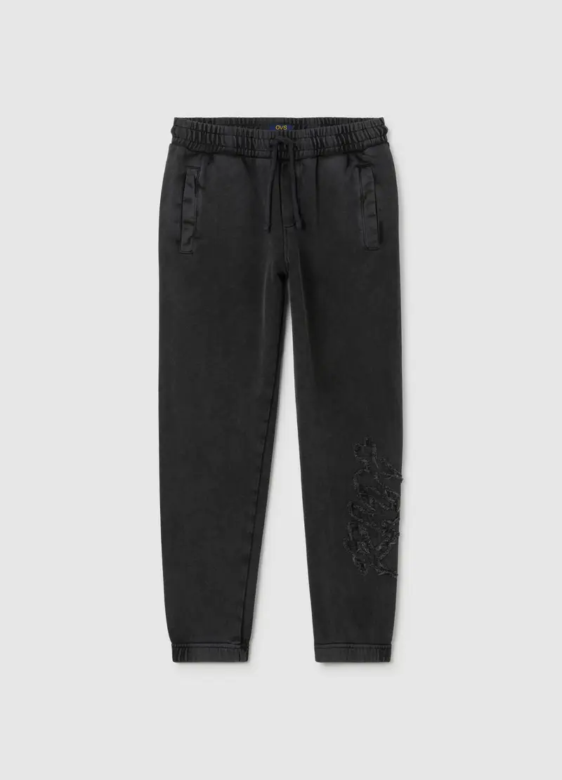 Jogger Da Ragazzo In Puro Cotone Nero, Bambino, Nero