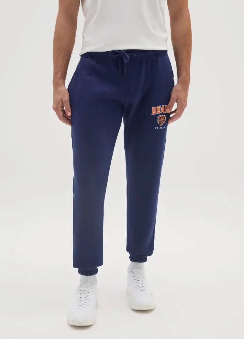 Jogger In Misto Cotone Blu Regular Fit Con Logo Bears, Unisex, Blu miniatura 2