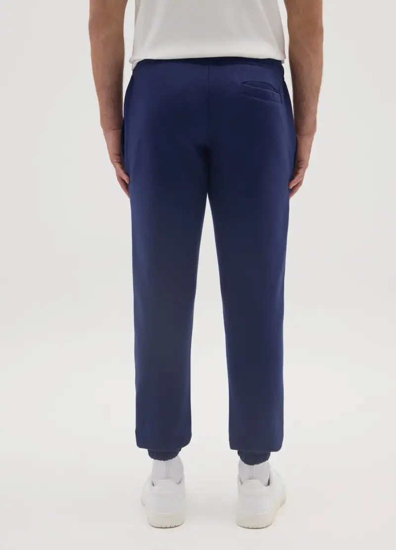 Jogger In Misto Cotone Blu Regular Fit Con Logo Bears, Unisex, Blu miniatura 3