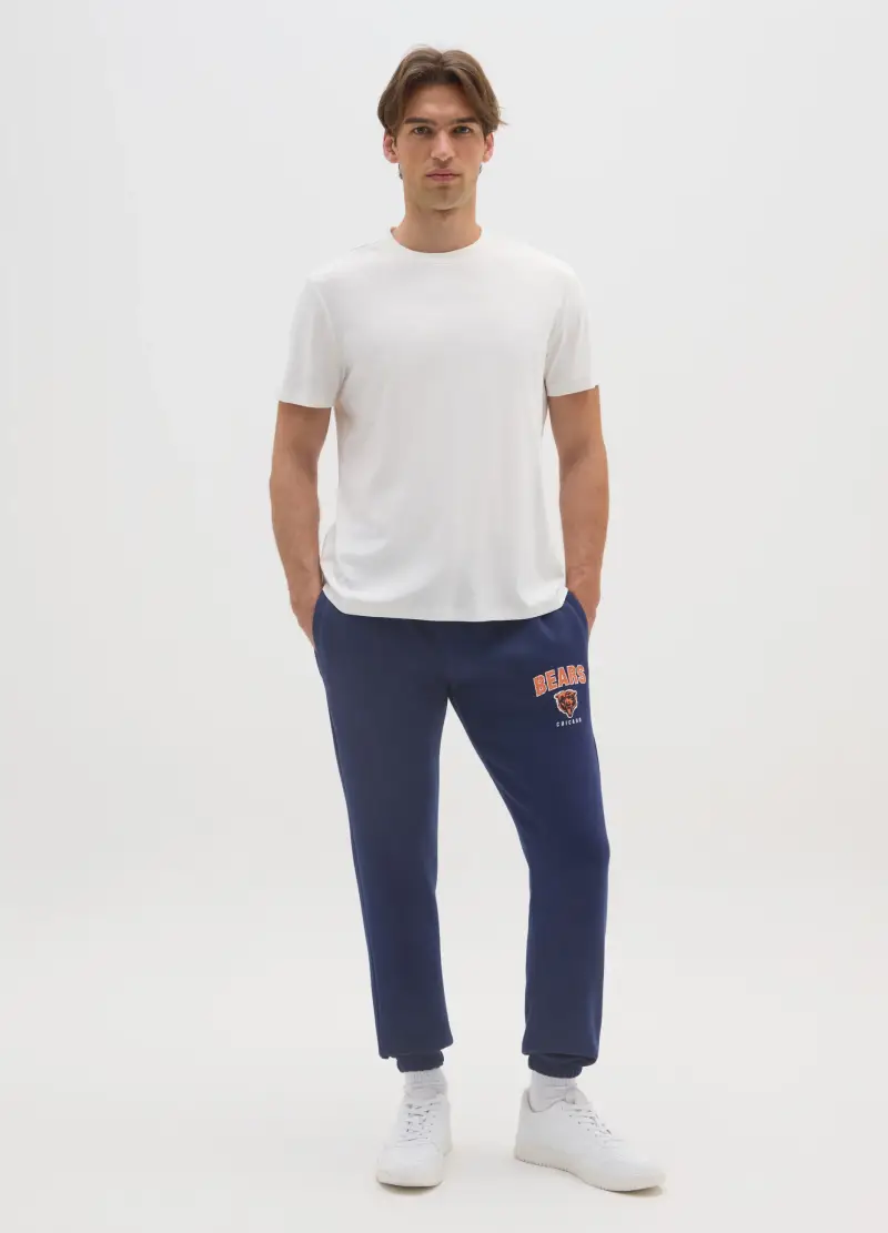 Jogger In Misto Cotone Blu Regular Fit Con Logo Bears, Unisex, Blu