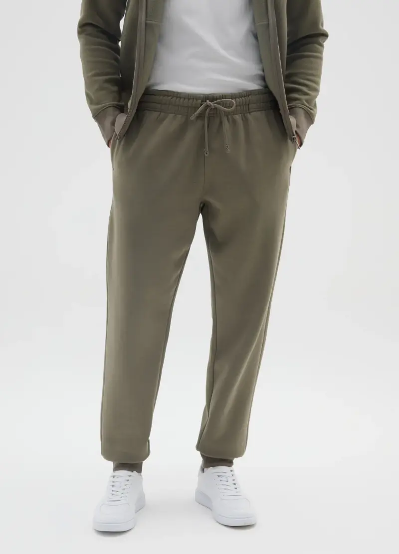 Jogger In Misto Cotone Verde Regular Fit, Uomo, Verde miniatura 2