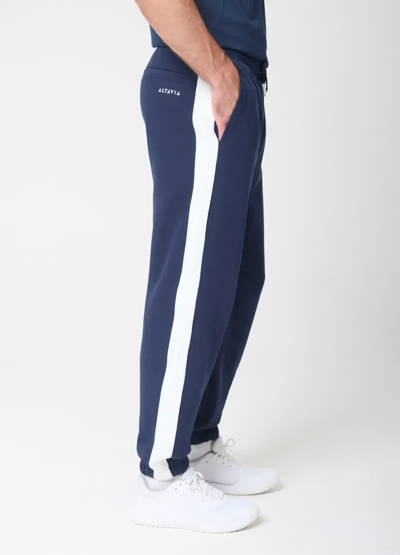 Jogger In Tessuto Elasticizzato Con Bande Laterali Altavia Court, Uomo, Blu miniatura 3