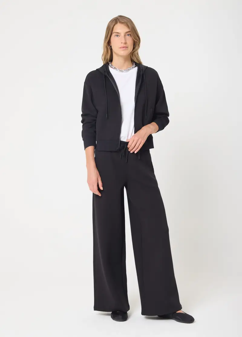 Jogger Wide Leg Con Vista Elasticizzata Altavia Studio, Donna, Nero