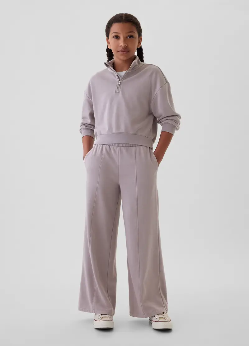 Joggers A Gamba Larga In Felpa, Bambina, Viola