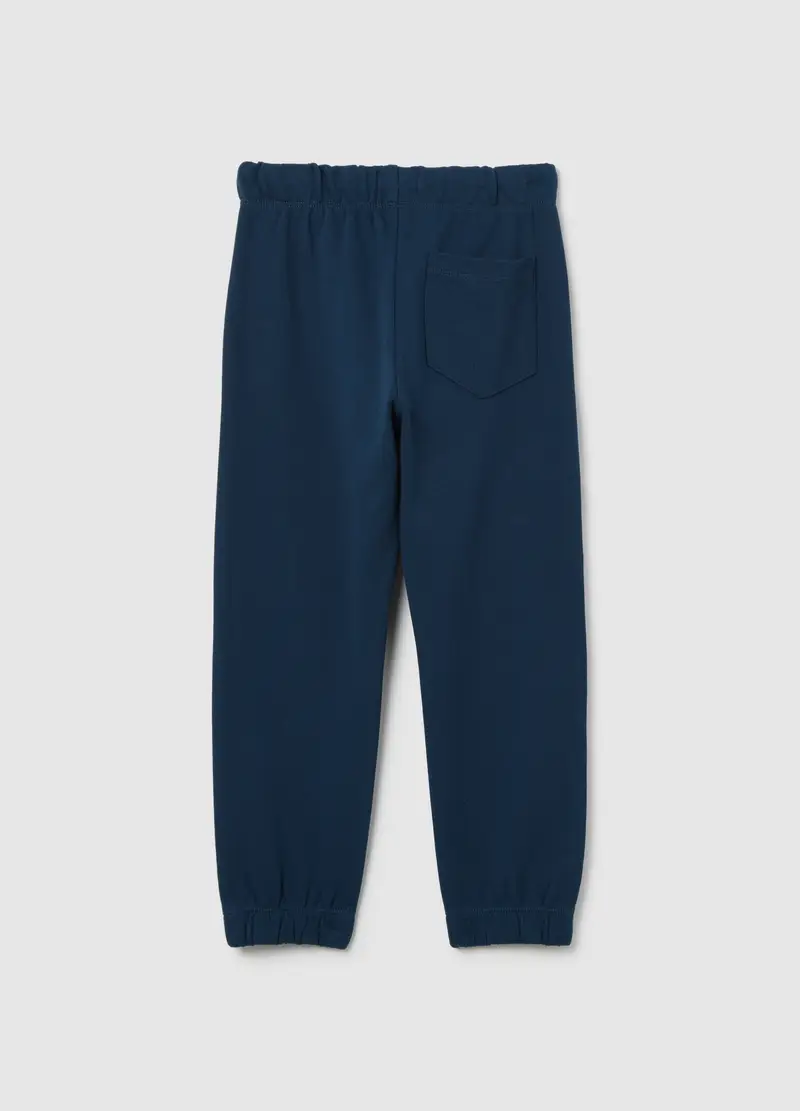 Joggers Blu In Cotone Con Coulisse E Stampa, Bambino, Blu miniatura 2